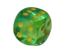 Dé à jouer translucide vert/bleu 16 mm