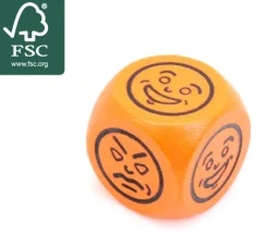 Dé à jouer visage content pas content 16 mm en bois