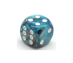 Dé mix gris argent et turquoise 16 mm