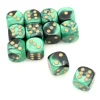 Dé mix métallisé noir et vert 16 mm