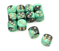 Dé mix métallisé noir et vert 16 mm
