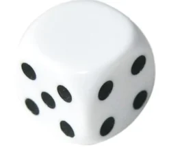 Dé 16 mm 1 face neutre et 5 faces points plastique