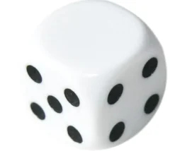 Dé 16 mm 1 face neutre et 5 faces points plastique