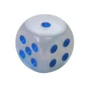 Dé 16 mm effet mixé bleu et blanc points bleus