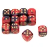 Dé 16 mm effet mixé rouge violet points dorés