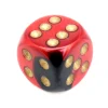 Dé 16 mm effet métallisé noir rouge points dorés