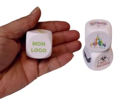 Dé 30 mm en bois blanc : 6 faces personnalisées avec vos images