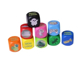 Dé 16 mm en bois coloré : 6 faces personnalisées avec vos images