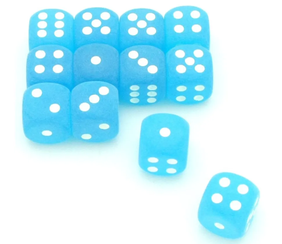 Dé 16 mm givré bleu caraïbe