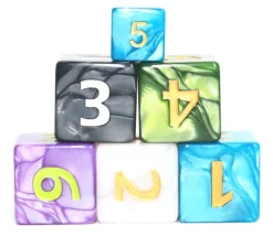 Dé 25 mm noir nacré de 1 à 6 noir pour jeux