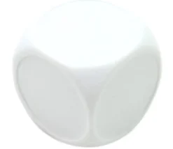 Dé 22 mm plastique blanc neutre - faces creux rond