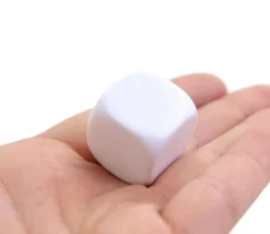 Dé 22 mm plastique neutre à personnaliser blanc