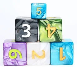 Dé 25 mm violet nacré de 1 à 6 pour jeux