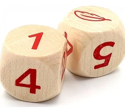 Dé 12345 plume en bois de 16 mm