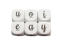 Dé 6 voyelles aeiouy lettres 16 mm