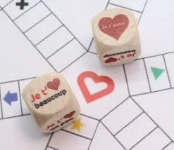 Dé Amour Je t'aime en bois 20 mm