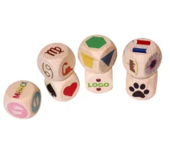 Dé bois 3 cm personnalisé : 6 faces personnalisées avec vos images