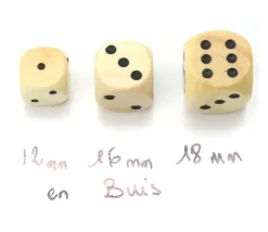 Dé bois 14 mm en buis de 1 à 6 pour jeu de société