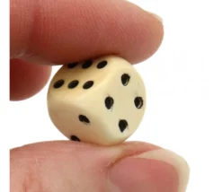 Dé bois 12 mm en buis de 1 à 6 pour jeu de société