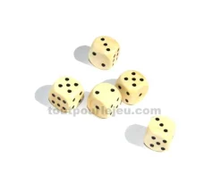 Dé bois 12 mm en buis de 1 à 6 pour jeu de société