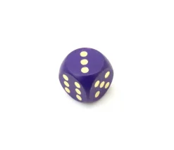 Dé bois violet 16 mm points dorés de 1 à 6 pour jeu de société