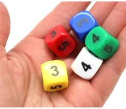 Dé chiffres 334455 en 16 mm couleur à choisir