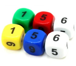 Dé chiffres 115566 en 16 mm couleur à choisir