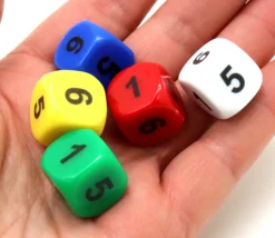 Dé chiffres 115566 en 16 mm couleur à choisir