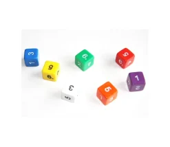 Dé chiffres 14 mm opaques chiffres coins droits à l'unité (couleur au hasard)