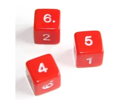 Dé chiffres 14 mm opaques chiffres coins droits à l'unité (couleur au hasard)