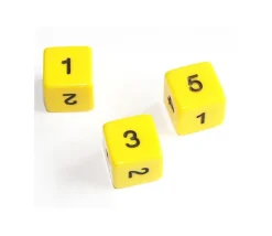 Dé chiffres 14 mm opaques chiffres coins droits à l'unité (couleur au hasard)