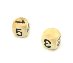 Dé chiffres 12345 Neutre en bois 16 mm buis