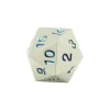 Dé compteur 20 faces en métal argenté chiffres bleus 22 mm