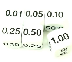 Dé décimal 0.01, 0.05, 0.25, 0.10, 0.50, 1
