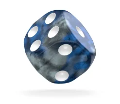 Dé design 16 mm marbré bleu et gris Oakie Doakie