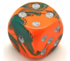 Dé design orange effet artistique 15 mm