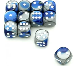 Dé effet argentés bleu 16 mm gemini