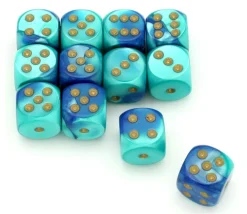 Dé effet turquoise bleu 16 mm gemini