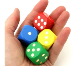 Dé en bois 25 mm vert de 1 à 6 pour jeux