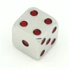 Dé en métal lourd argenté points rouge 15 mm