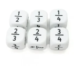 Dé fraction 1/2 2/4 1/3 2/3 1/4 3/4 en 22 mm