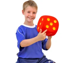 Dé géant 16 cm en mousse tactile BLEU