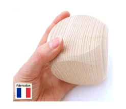 Dé géant 75 mm neutre en bois 7.5 cm sans marquage
