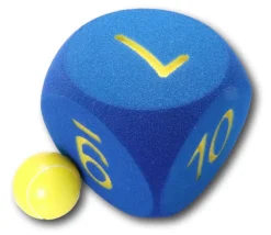 Dé géant chiffres de 6 à 10 mousse 16 cm BLEU