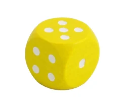 Dé jaune en bois 16 mm de 1 à 6 pour jeu de société