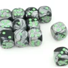 Dé mix argent/noir 16 mm points verts
