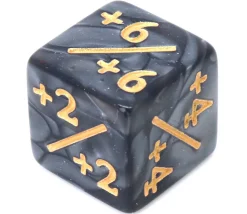 Dé modificateur D6 positif noir perlé +1 à +6