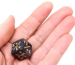 Dé modificateur D6 positif noir perlé +1 à +6