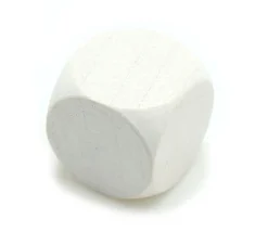 Dé neutre BLANC 16 mm en bois hêtre sans marquage à l'unité