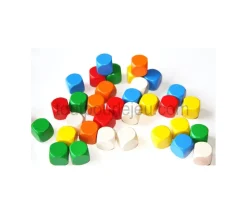 Dé neutre bleu 16 mm en bois sans marquage hêtre à l'unité